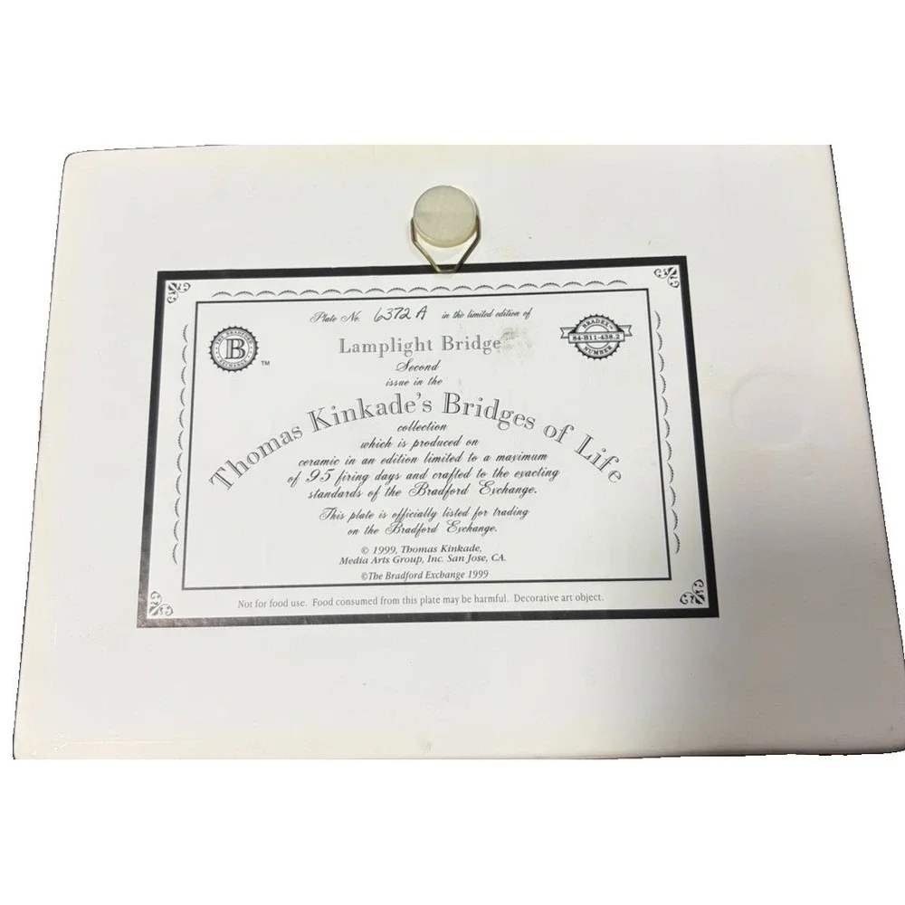 Thomas Kinkade Lamplight Bridge Plate Bridges of Life Bradford Exchange 1999